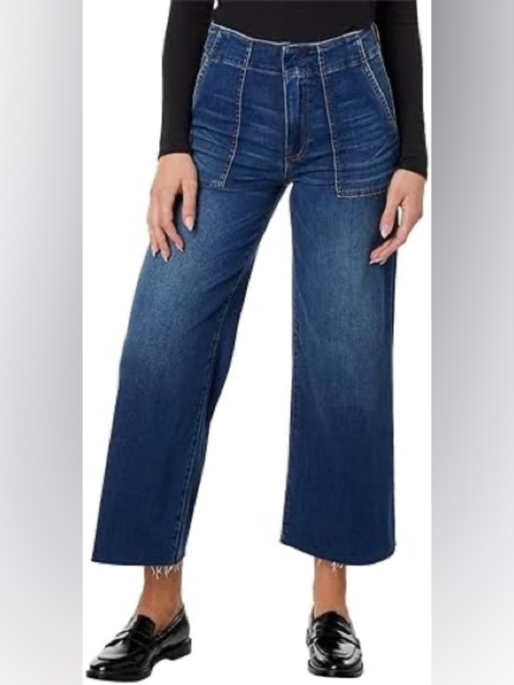 KUT from the Kloth Meg High Rise Fab Ab Wide Leg Raw Hem Jeans Size 2 - Picture 9 of 9